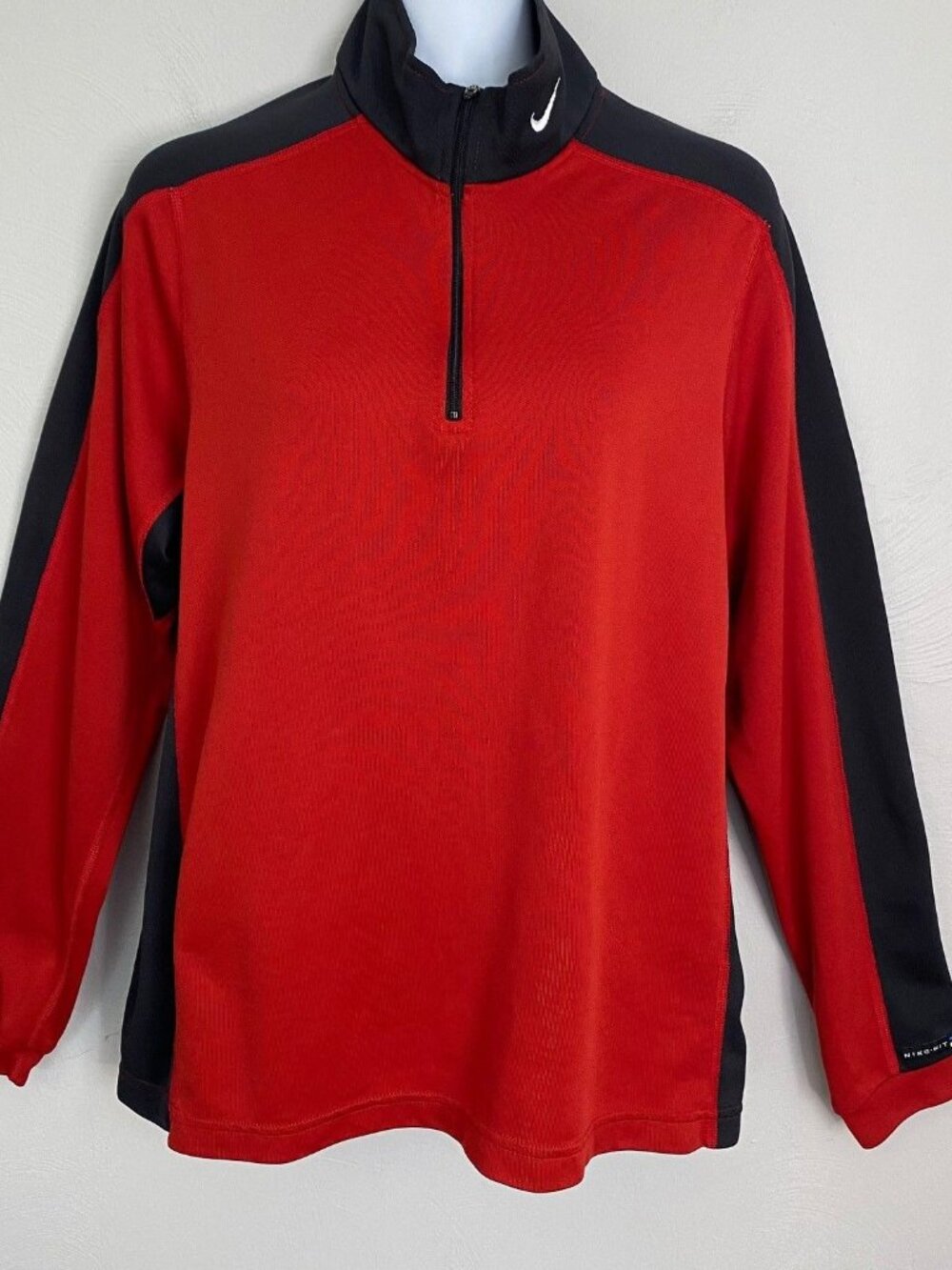 Vintage Nike Fit 1/4 Zip Medium Performance Pullover Dri fit Golf Red Black  US
